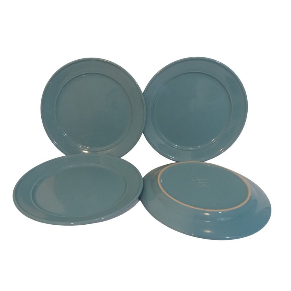 Mainstays Dinner Plate Amelia Collection Blue 11.5" Embossed Stoneware Set Of 4